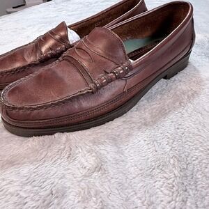 Sebago Mens Classic Brown Leather Penny Loafer Shoes Made in USA Size 9.5